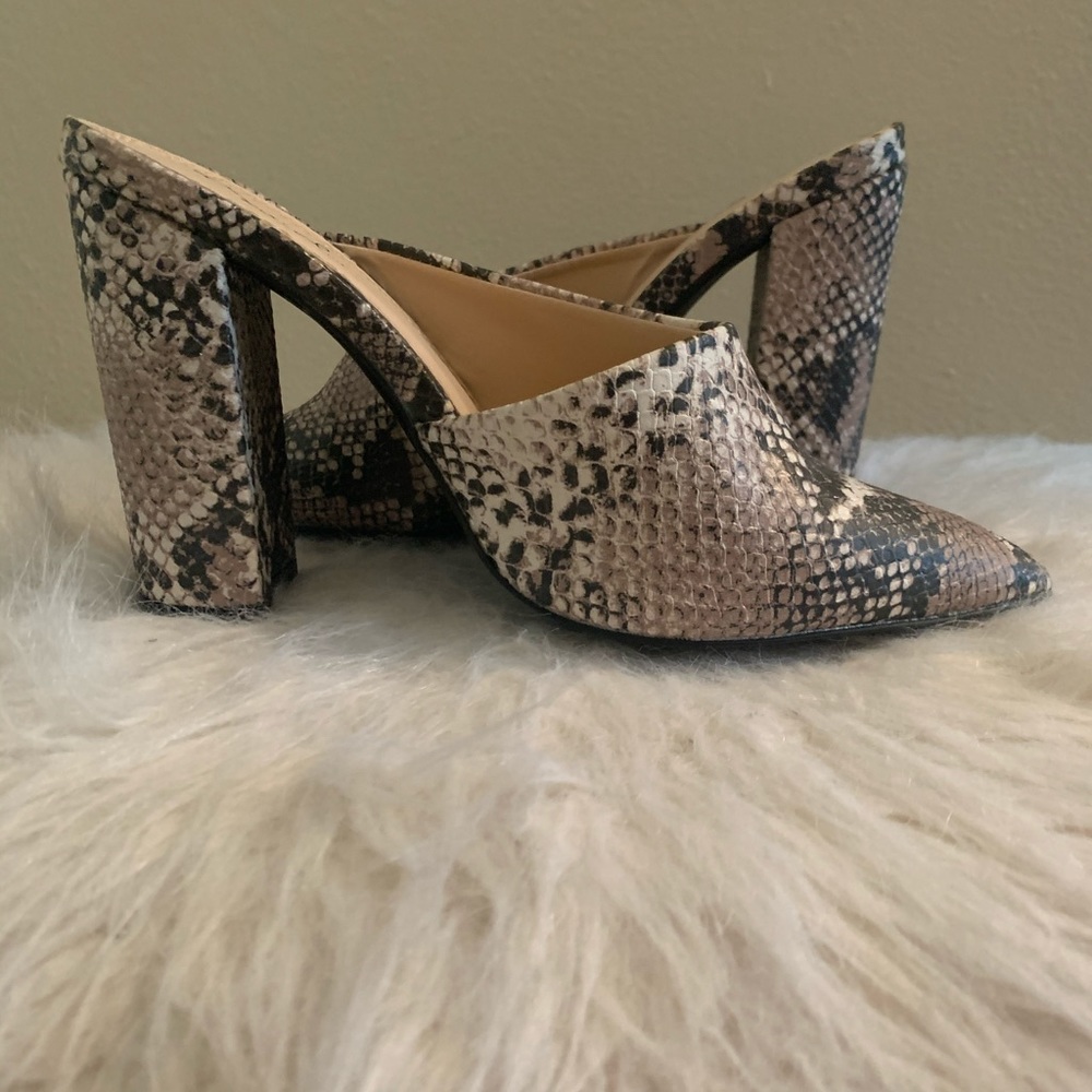 Qupid Snakeskin Mules